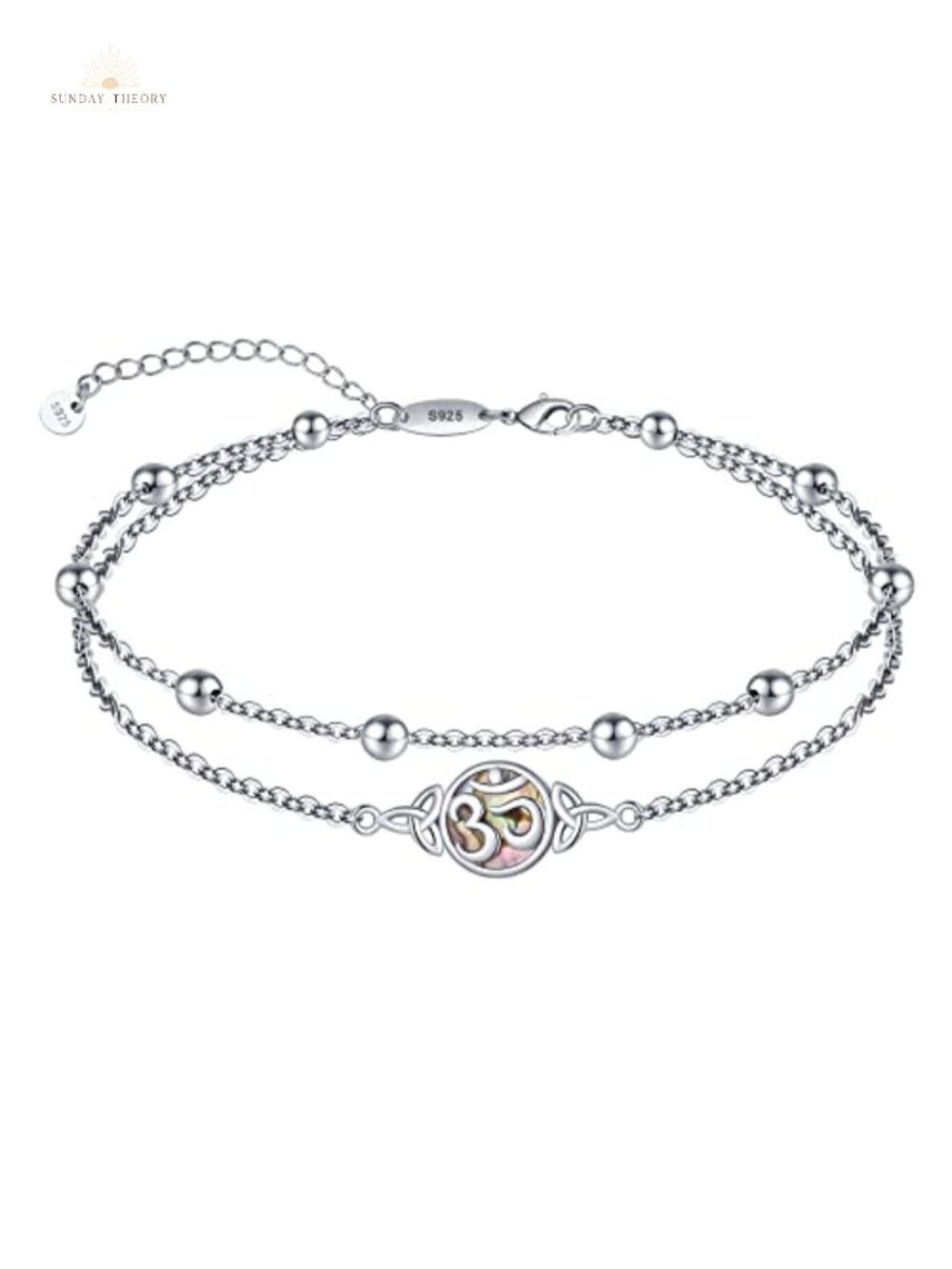 925 Sterling Silver Layered Anklet Adjustable Boho Beach Foot Chain